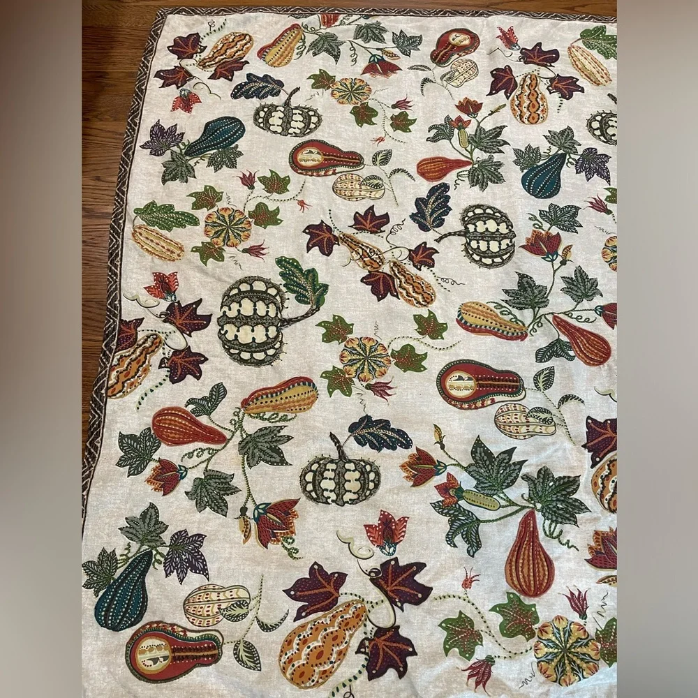 Pottery Barn Aldo Pumpkin Embroidered Table Throw Fall/Thanksgiving #1